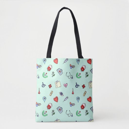 Cute Medical Pictogram Patroon Tote Bag (Voorkant)