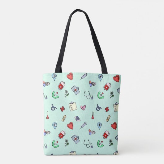 Cute Medical Pictogram Patroon Tote Bag (Achterkant)