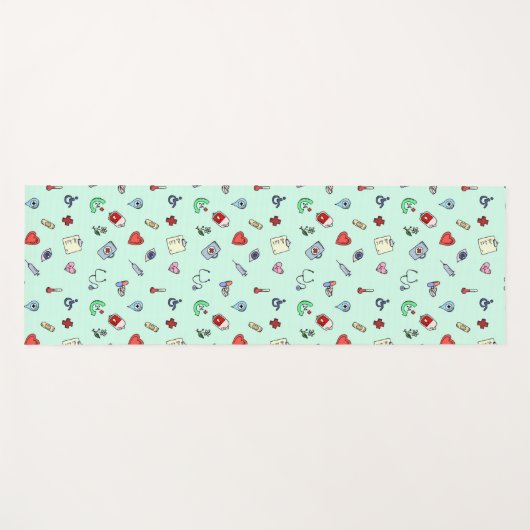 Cute Medical Pictogram Patroon Yogamat (Voorkant (horizontaal))