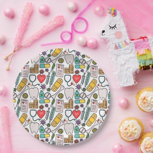 Cute Medical Zuster, Doctor, Healthcare Geëerd Papieren Bordje (Feest)