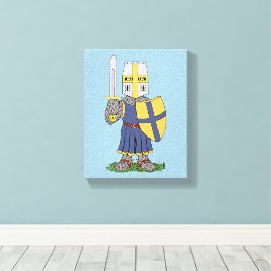 Cute Medieval Knight Canvas Afdruk (Insitu (Houten vloer))