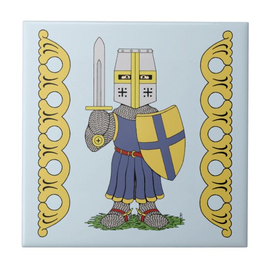 Cute Medieval Knight Ceramic Tile Tegeltje (Voorkant)