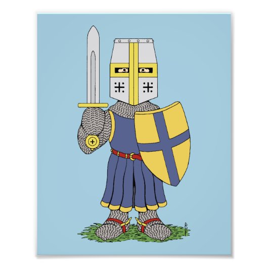 Cute Medieval Knight Foto Afdruk (Voorkant)