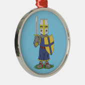 Cute Medieval Knight Metalen Ornament (Rechts)