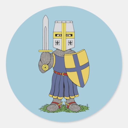 Cute Medieval Knight Ronde Sticker (Voorkant)