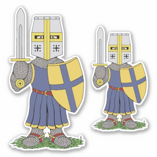 Cute Medieval Knight Sticker (Voorkant)