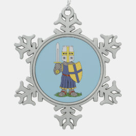 Cute Medieval Knight Tin Sneeuwvlok Ornament