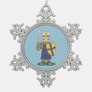 Cute Medieval Knight Tin Sneeuwvlok Ornament