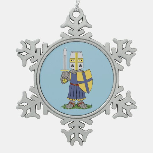 Cute Medieval Knight Tin Sneeuwvlok Ornament (Voorkant)