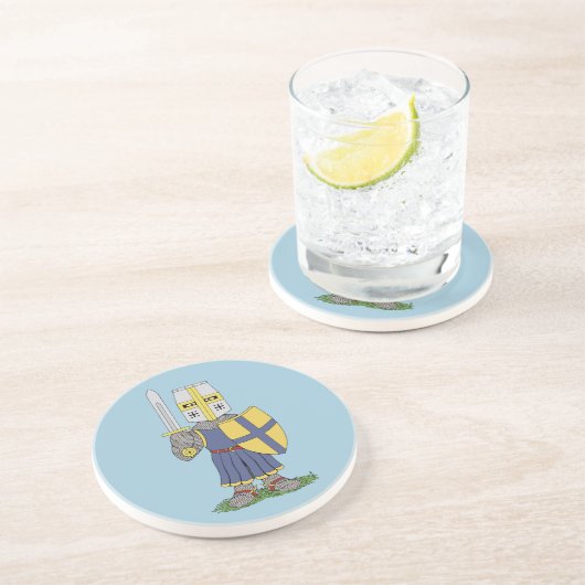 Cute Medieval Knight Zandsteen Onderzetter (Zijkant)