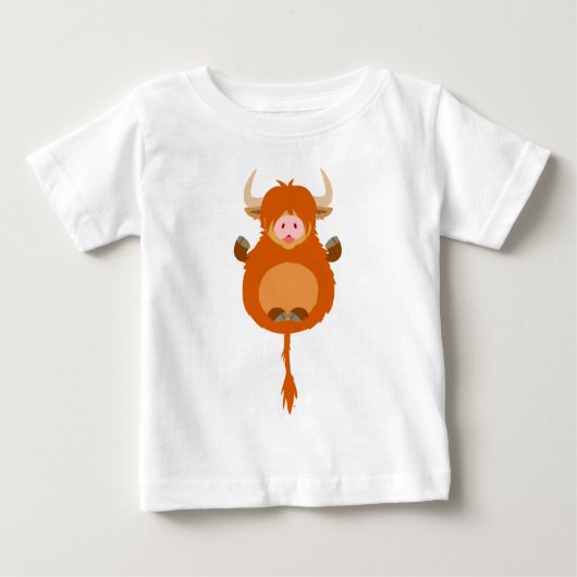 Cute Meditating Cartoon Highland Cow Baby T-Shirt (Voorkant)