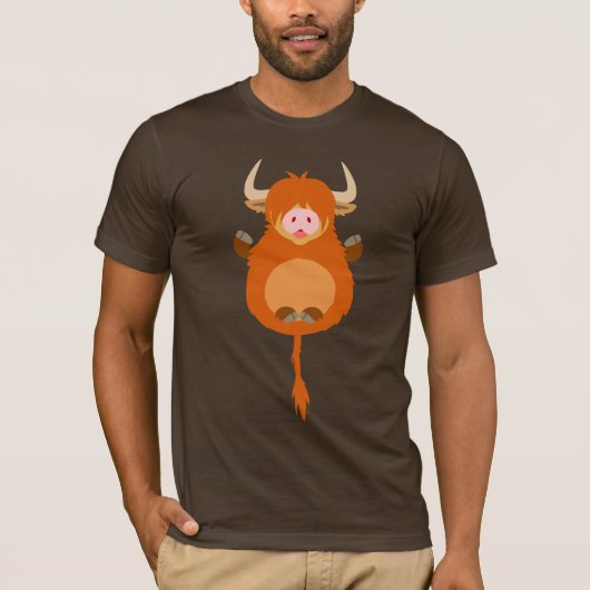 Cute Meditating Cartoon Highland Cow T-Shirt (Voorkant)