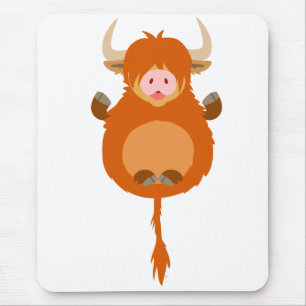 Cute Meditating Cartoon Highland Koe Mousepad Muismat