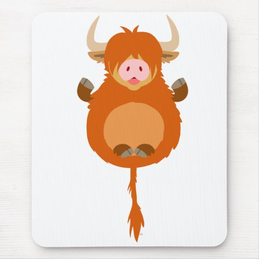 Cute Meditating Cartoon Highland Koe Mousepad Muismat (Voorkant)