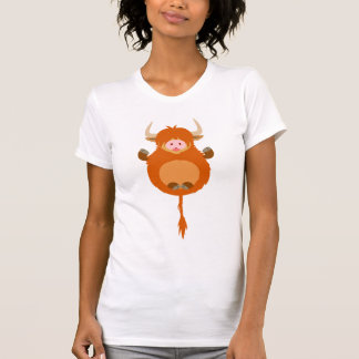 Cute Meditating Cartoon Highland Koe Vrouwen T-Shi T-shirt