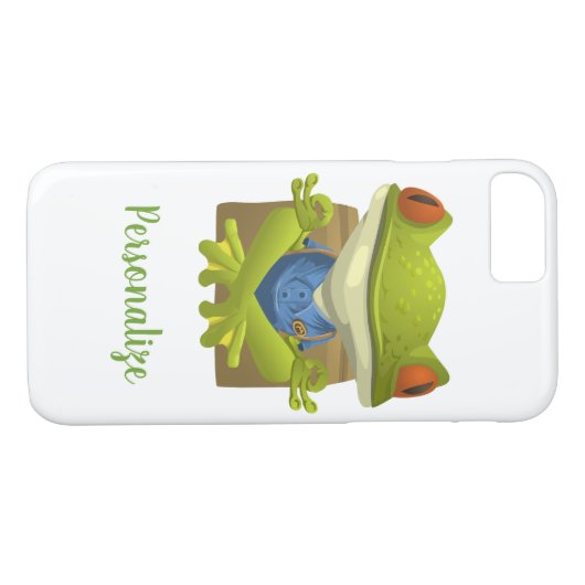 Cute Meditating Illustrated Green Frog Case-Mate iPhone Case (Achterkant (Horizontaal))