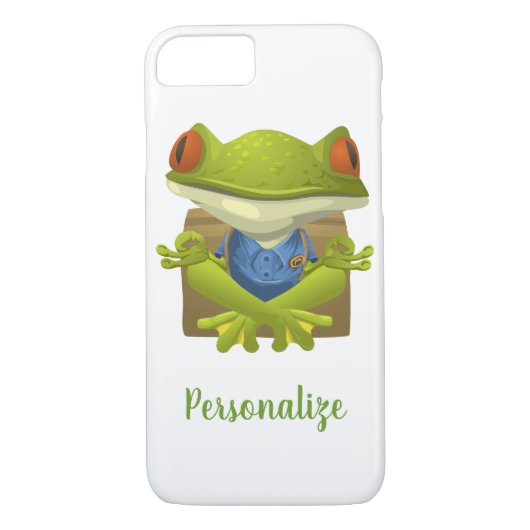 Cute Meditating Illustrated Green Frog Case-Mate iPhone Case (Achterkant)