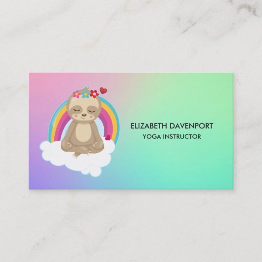 Cute Meditating Sloth in Lotus Position Yoga Visitekaartje (Voorkant)