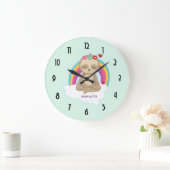 Cute Meditating Sloth met een regenboog Grote Klok (Huis)