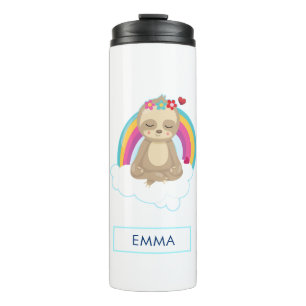 Cute Meditating Sloth met een regenboog Thermosbeker
