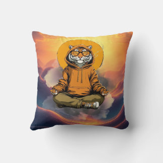 Cute Meditating Tiger – Zen Animal Cartoon Design Kussen