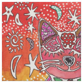 Cute Meditation Yoga Cat Fabric Stof (Close Up)