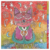 Cute Meditation Yoga Cat Fabric Stof (Swatch)