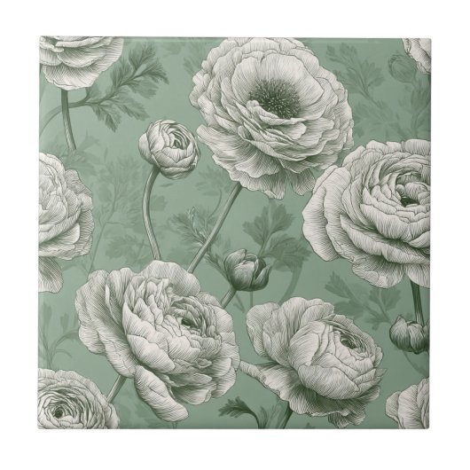 Cute Mediterranean Ranunculus Tiles For Spa-Style Tegeltje (Voorkant)