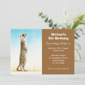 Cute Meerkat Birthday Party Invitation Kaart (Staand voorkant)