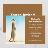 Cute Meerkat Birthday Party Invitation Kaart (Voorkant / Achterkant)