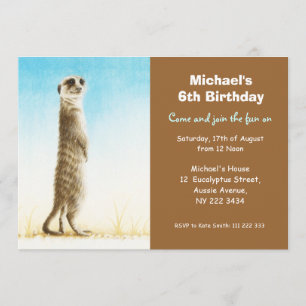 Cute Meerkat Birthday Party Invitation Kaart
