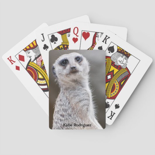 Cute Meerkat die naar jou kijkt Pokerkaarten (Achterkant)