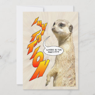 Cute Meerkat Furry Party Invitation Card Kaart
