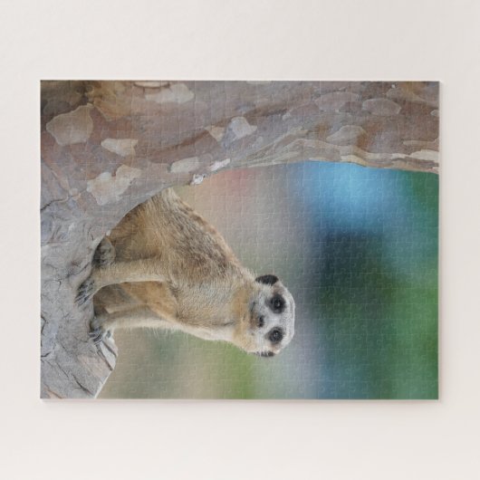 Cute Meerkat Sat on Tree Legpuzzel (Horizontaal)