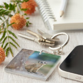 Cute Meerkat Sat on Tree Sleutelhanger (Voorkant Rechts)
