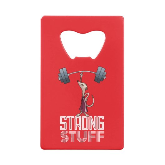 Cute Meerkat Strong Stuff Weightlifting Cartoon Creditkaart Flessenopener (Voorkant)