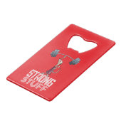 Cute Meerkat Strong Stuff Weightlifting Cartoon Creditkaart Flessenopener (Voorkant Gekanteld)