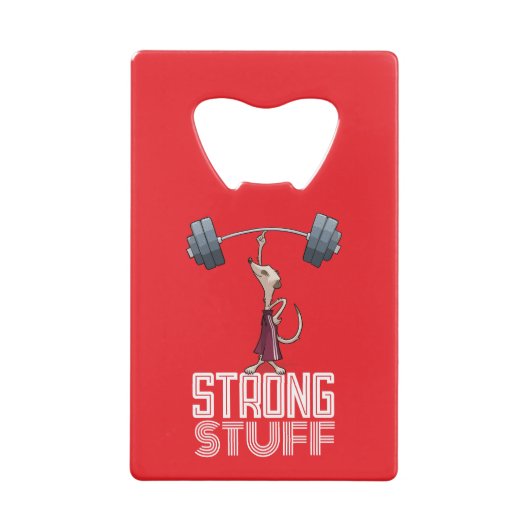 Cute Meerkat Strong Stuff Weightlifting Cartoon Creditkaart Flessenopener (Achterkant)