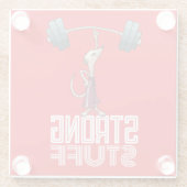 Cute Meerkat Strong Stuff Weightlifting Cartoon Glazen Onderzetter (Achterkant)