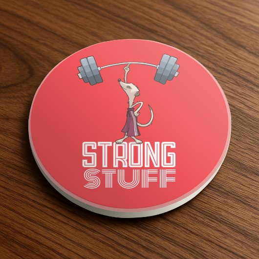 Cute Meerkat Strong Stuff Weightlifting Cartoon Zandsteen Onderzetter