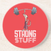 Cute Meerkat Strong Stuff Weightlifting Cartoon Zandsteen Onderzetter (Voorkant)