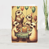 Cute Meerkats Birthday Party Folded Wenskaart Kaart (Voorkant)