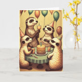 Cute Meerkats Birthday Party Folded Wenskaart Kaart (Gele Bloem)