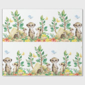 Cute Meerkats Fun Kinder Animals Glossy Wrapping Cadeaupapier (Vlak)