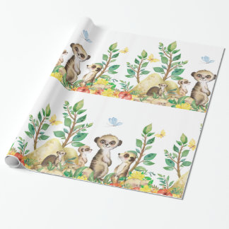 Cute Meerkats Fun Kinder Animals Glossy Wrapping Cadeaupapier