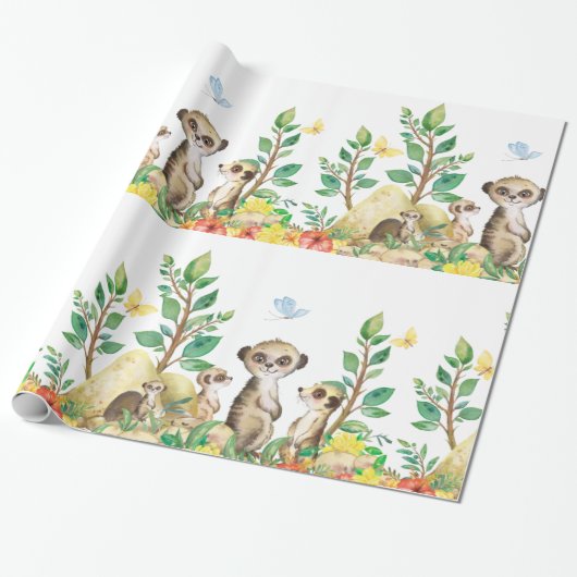 Cute Meerkats Fun Kinder Animals Glossy Wrapping Cadeaupapier (Uitgerold)