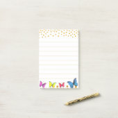 Cute Meerkleurige Vlinders & Gouden Confetti Post-it® Notes (Op bureau)