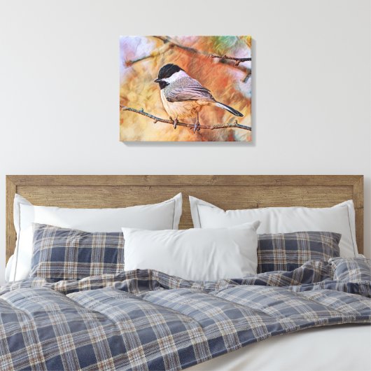 Cute Meesje Vogel Fotografische Kunst Canvas Afdruk (Insitu (Slaapkamer))
