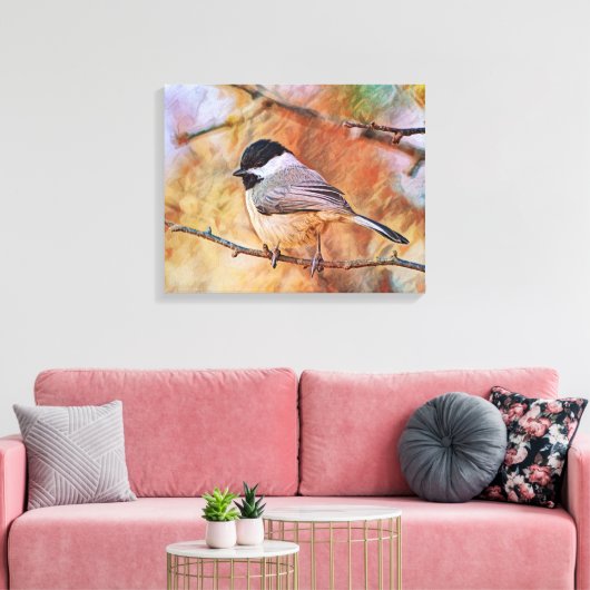 Cute Meesje Vogel Fotografische Kunst Canvas Afdruk (Insitu (Woonkamer))