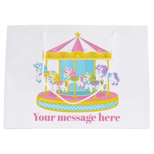 Cute meiden carrousel paarden groot cadeauzakje (Voorkant)